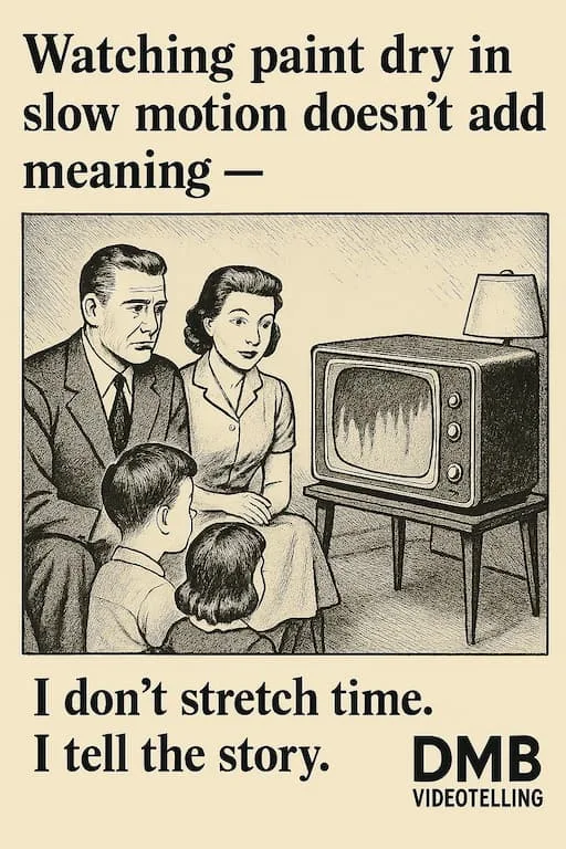 1950s-style ad of a family watching paint dry on TV