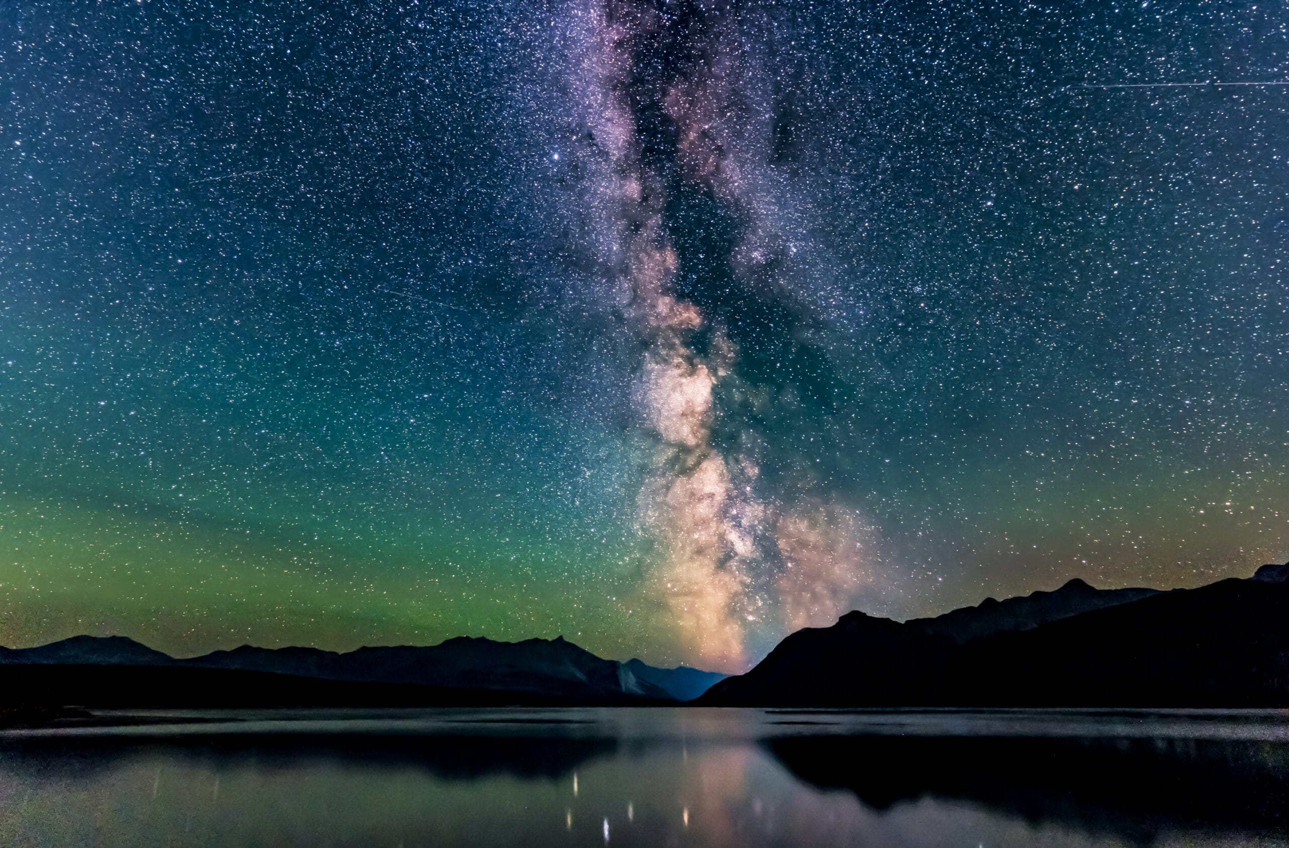Milky Way over an Alberta lake by David Mathew Bonner